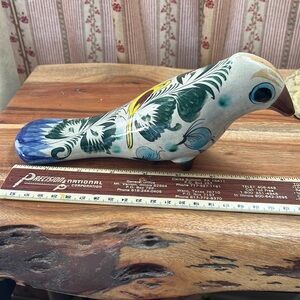 9 inch Tonala Mexico 9 inch ceramic bird butterflies and bird